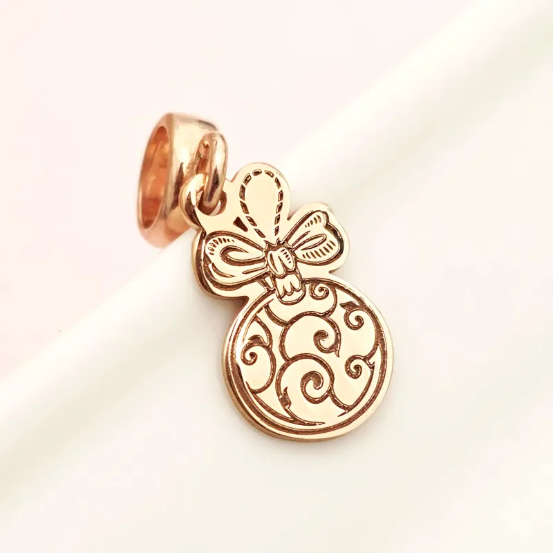 Charm personalizat Craciun - Glob - Argint 925 placat cu Aur roz 18K