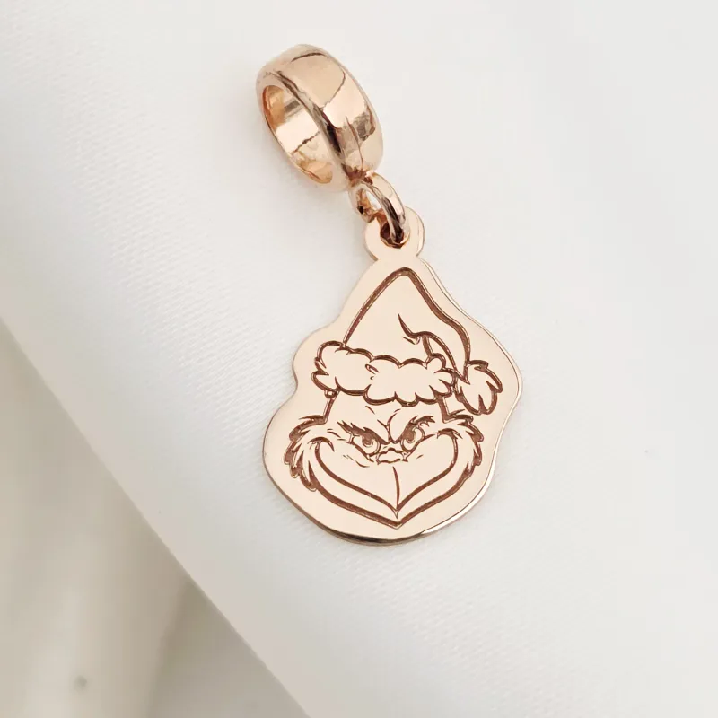Charm personalizat Craciun - Grinch - Argint 925 placat cu Aur roz 18K picture - 3