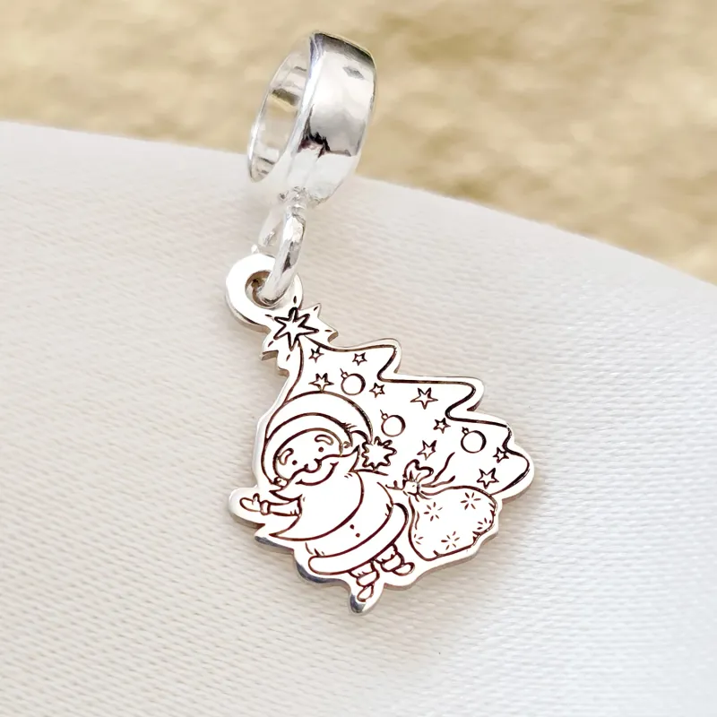 Charm personalizat Craciun - Mos si brad - Argint 925 picture - 2