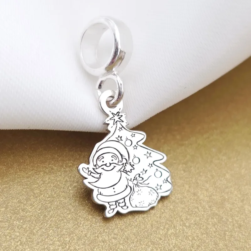 Charm personalizat Craciun - Mos si brad - Argint 925 picture - 3
