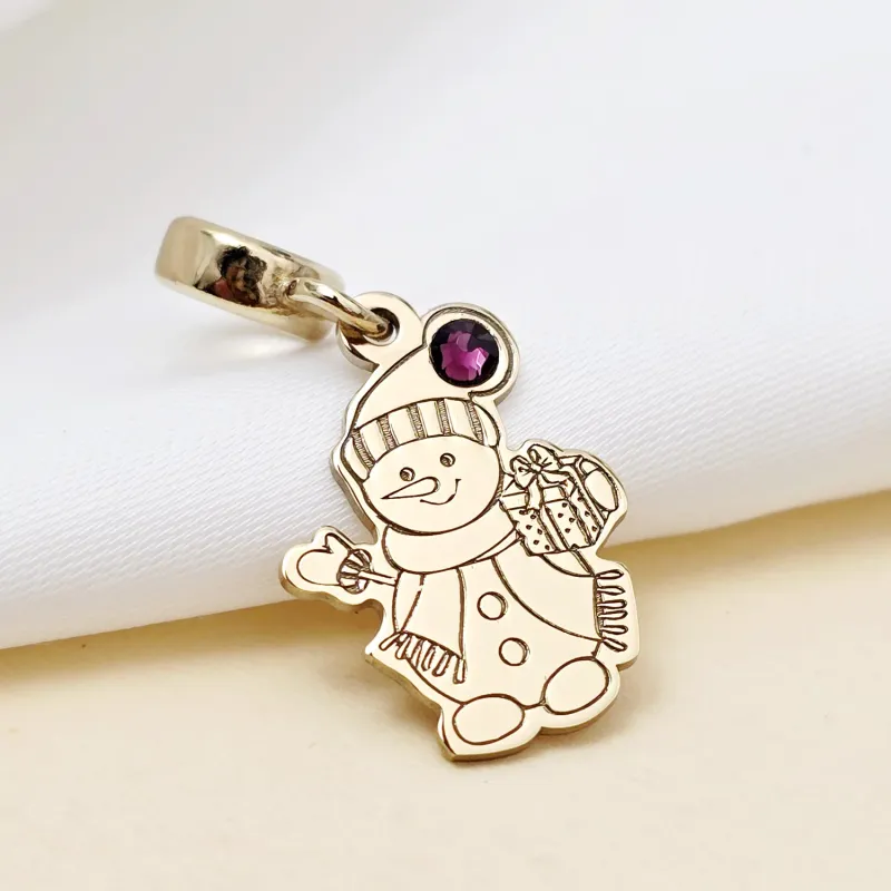 Charm personalizat Craciun - Om de zapada - Argint 925 placat cu Aur galben 18K - cristal Swarovski