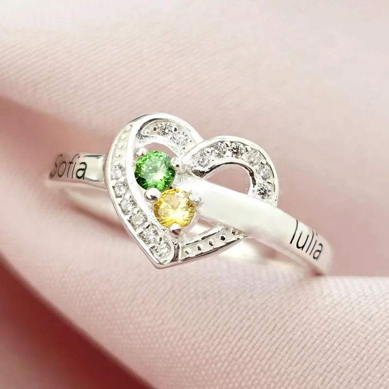 Inel Due Amori - 2 nume si Cristale Zirconia - Argint 925