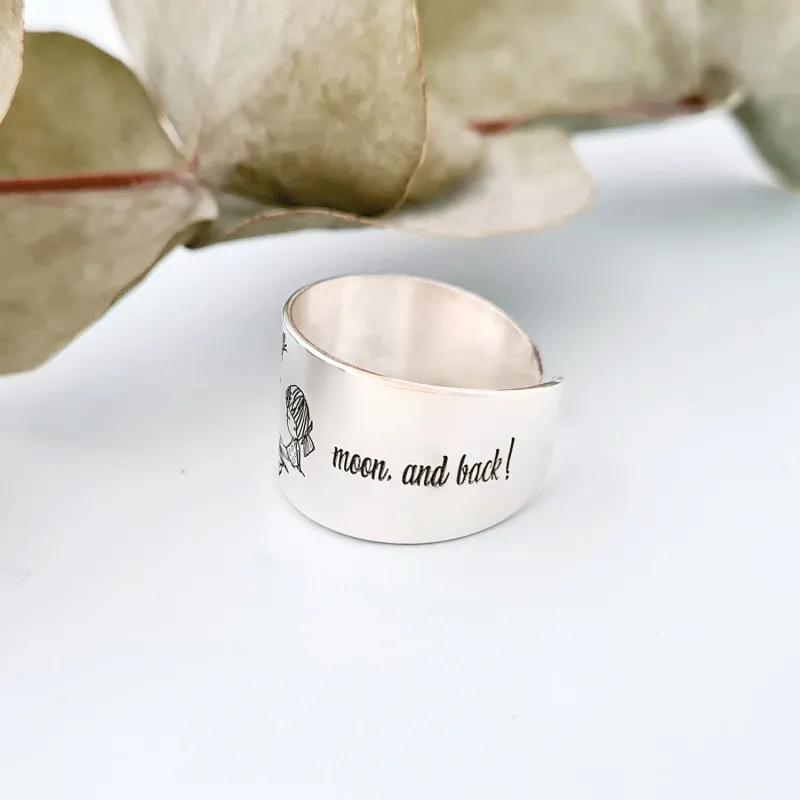 Inel personalizat - Fata si baiat - Text laterale - model lat - Argint 925 picture - 6