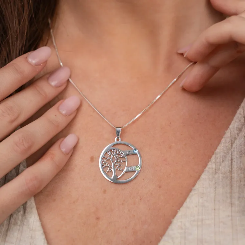 Lantisor Copacul Vietii ARMONIE - Personalizat cu 2 Nume si Cristale Swarovski - Argint 925 picture - 5