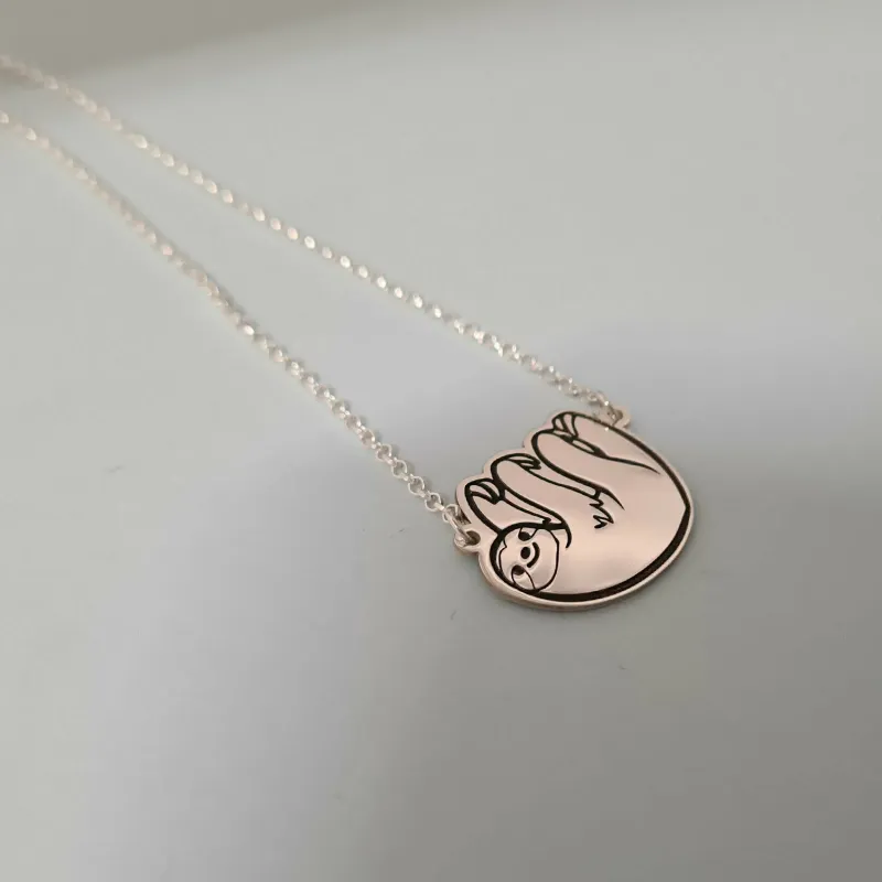 Lantisor cu pandativ - omuletul lenes sloth - Argint 925 picture - 8