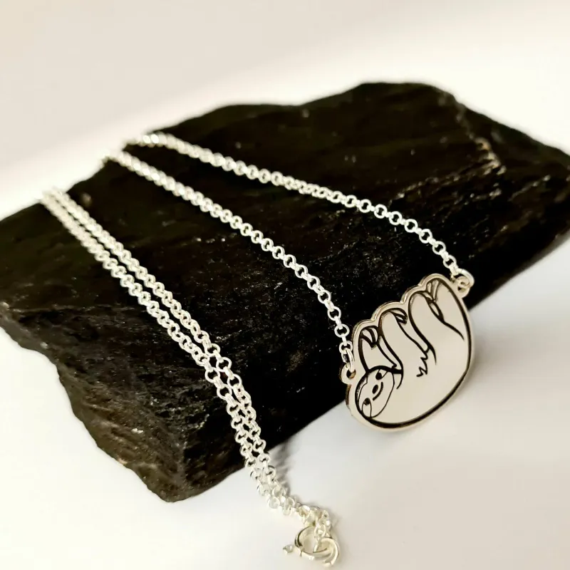 Lantisor cu pandativ - omuletul lenes sloth - Argint 925 picture - 3