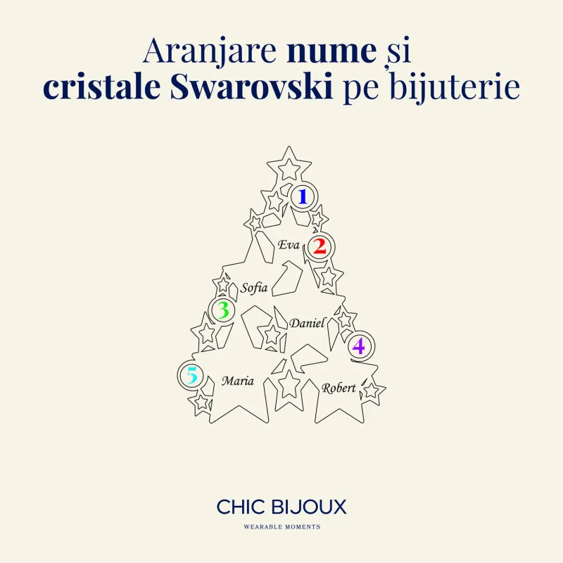 Lantisor festiv - Bradut Stelar - Pandantiv cu stele personalizate cu nume si cristale Swarovski - Argint 925 picture - 5