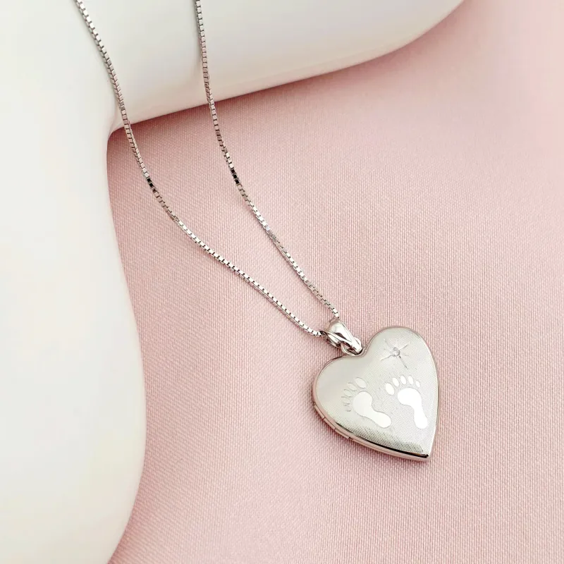 Medalion inima cu poze in interior - Footsteps&Birthstone - Argint 925 Rodiat picture - 6