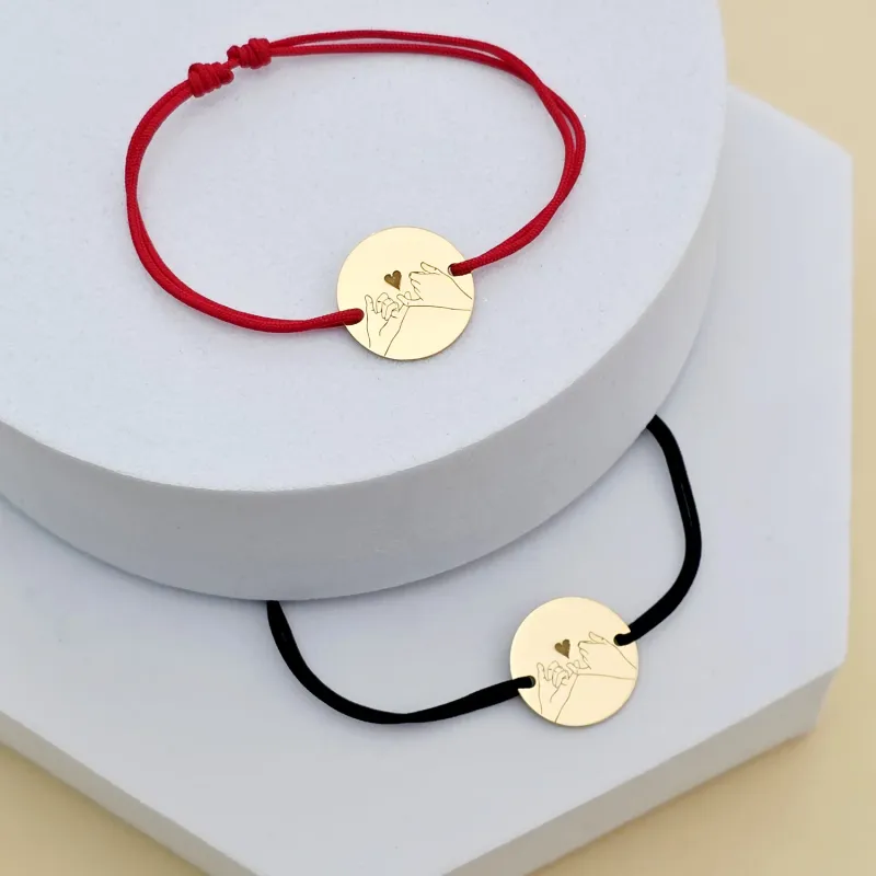 Set 2 bratari - Pinky Promise - Argint 925 placat cu Aur Galben 18K - snur reglabil picture - 5