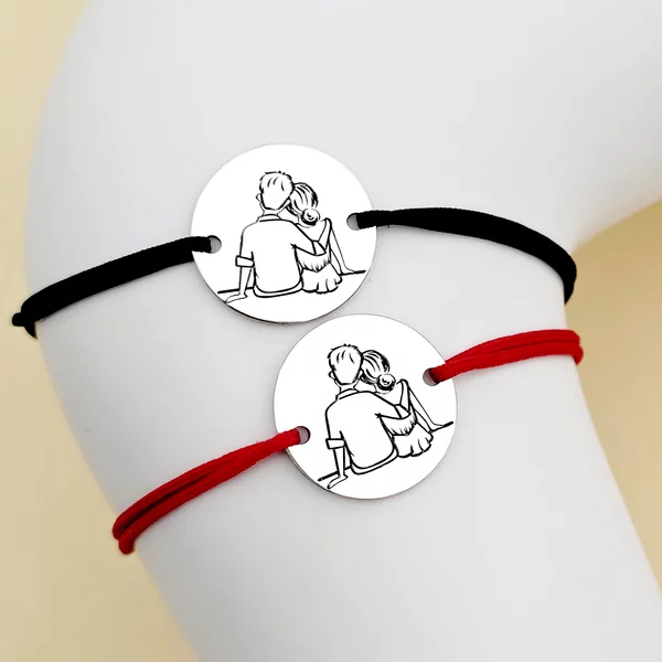 Set 2 bratari - cuplu - 2 prieteni - frate si sora - Argint 925, snur reglabil