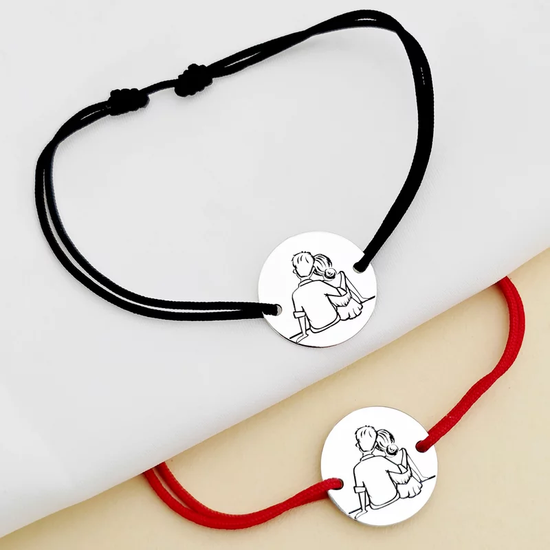 Set 2 bratari - cuplu - 2 prieteni - frate si sora - Argint 925, snur reglabil picture - 4