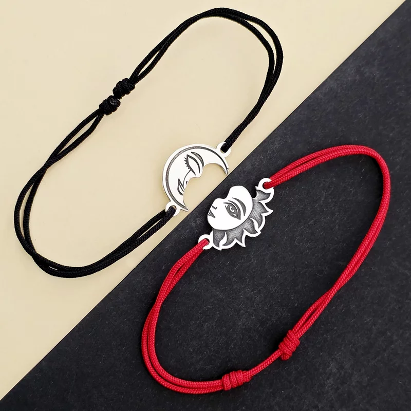 Set 2 bratari - Luna si Soare - modele unite  - Argint 925 - snur reglabil picture - 3