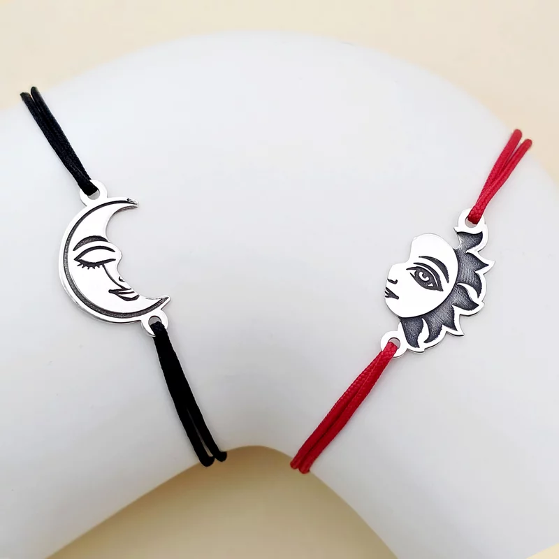 Set 2 bratari - Luna si Soare - modele unite  - Argint 925 - snur reglabil picture - 5