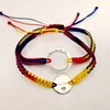 Set 2 bratari personalizate - Dor de tine - Disc si banut cu inima decupata - Argint 925 - Snur impletit tricolor