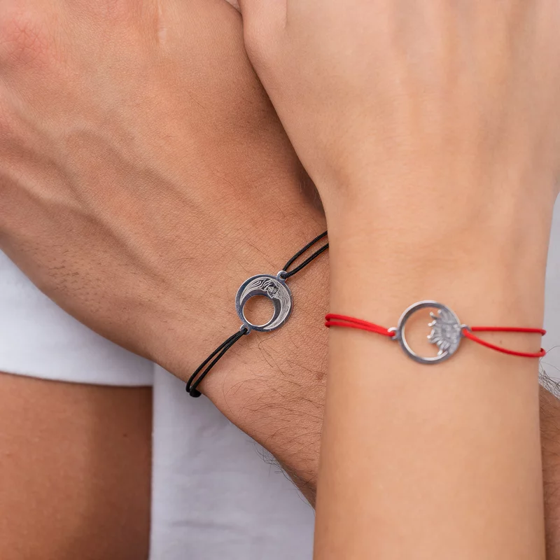 Set 2 bratari personalizate - Luna si Soare - Argint 925, snur reglabil picture - 3