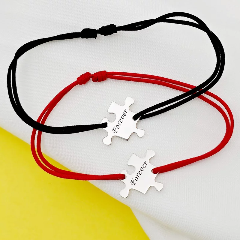 Set 2 bratari personalizate - Piese de puzzle - Argint 925, snur reglabil picture - 3