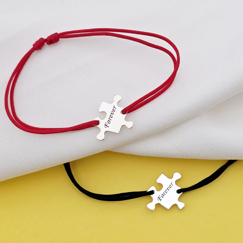 Set 2 bratari personalizate - Piese de puzzle - Argint 925, snur reglabil picture - 4