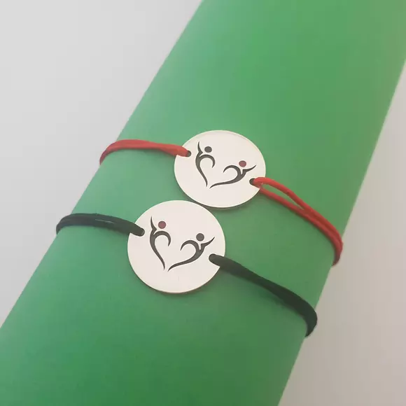 Set 2 bratari personalizate si decorate cu email colorat - Model banuti Argint 925 - snur reglabil