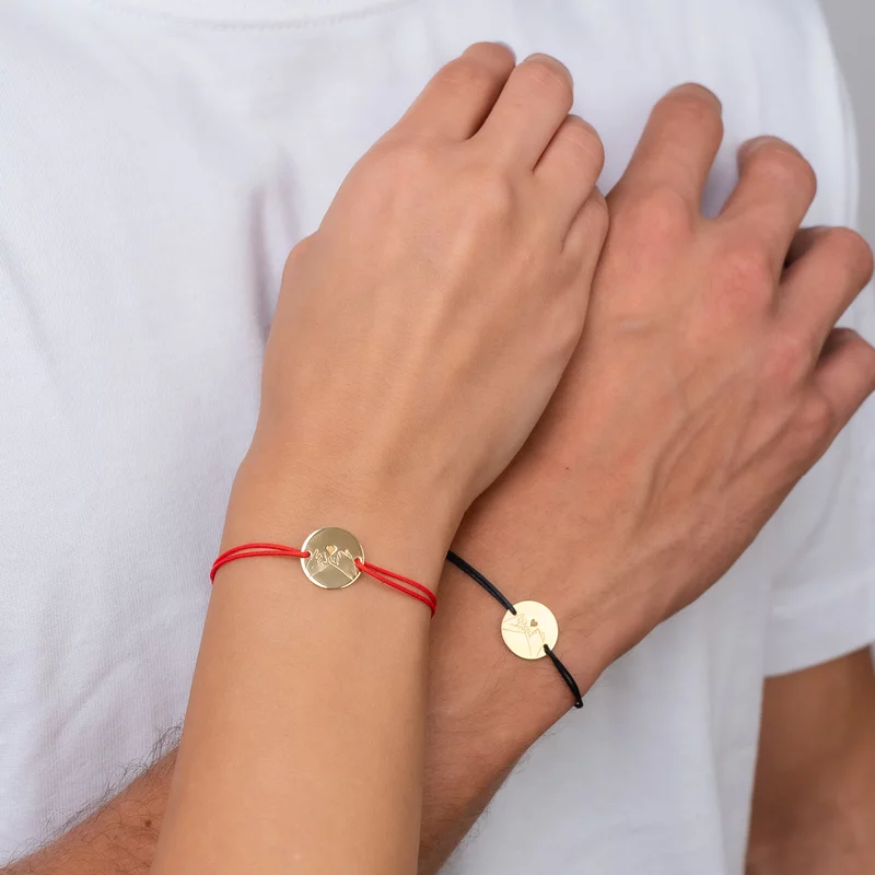 Set 2 bratari - Pinky Promise - Argint 925 placat cu Aur Galben 18K - snur reglabil picture - 2