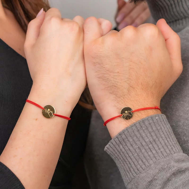 Set 2 bratari - Pinky Promise - Aur Galben 14 K  - snur reglabil picture - 2