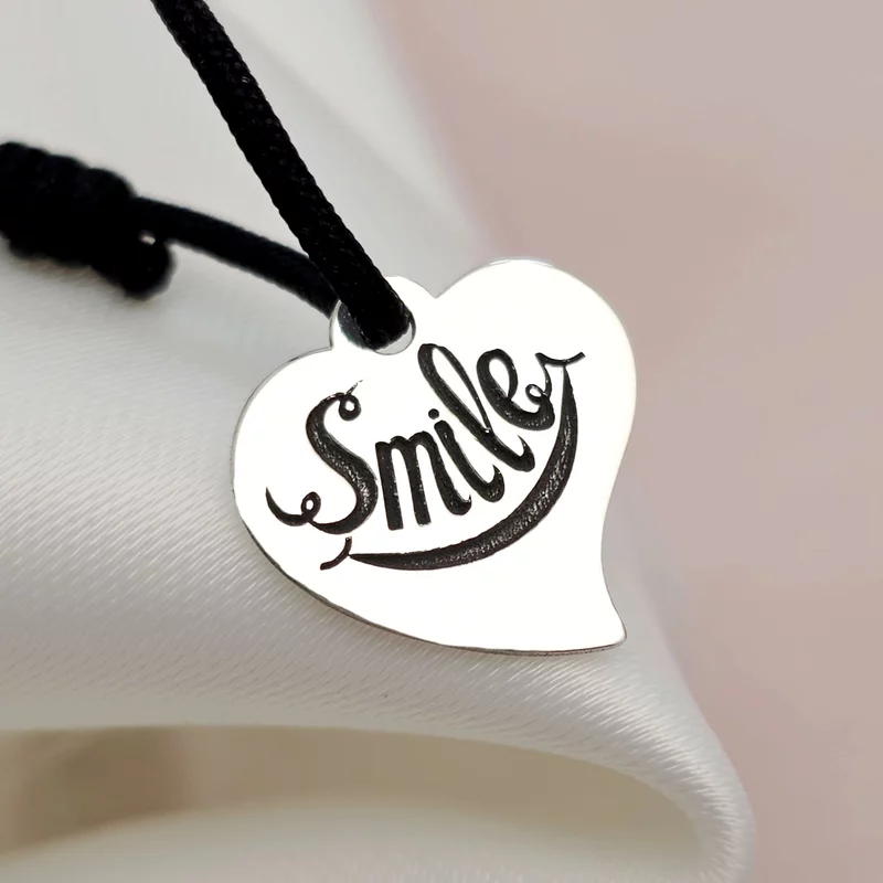 Set 3 bratari personalizate - Inima Smile- Banut 15 mm cu 3 siluete cu codite Surori/Prietene - Bilute 4 mm -  Argint 925 - Snur reglabil picture - 3