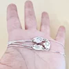 Set 3 bratari cu Diamant natural - Pandantive personalizate cu soare, luna si stea - Lantisor glisant ajustabil - Argint 925