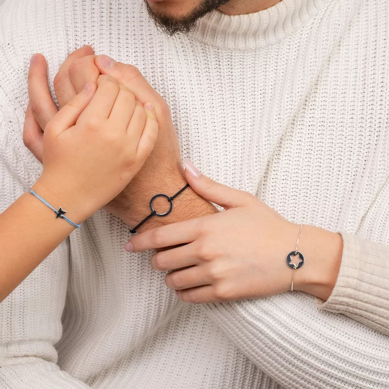 Set 3 bratari puzzle familie - Tata, mama si copil - Disc, banut si steluta - Argint 925 picture - 2