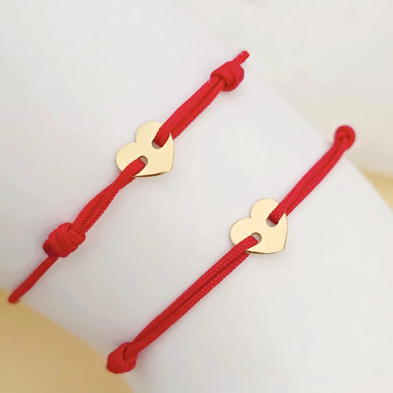 Set 4 bratari - Tata, mama si 2 copii - Puzzle Familie - disc, banut si 2 inimi - Argint 925 placat cu Aur Galben 18K picture - 4