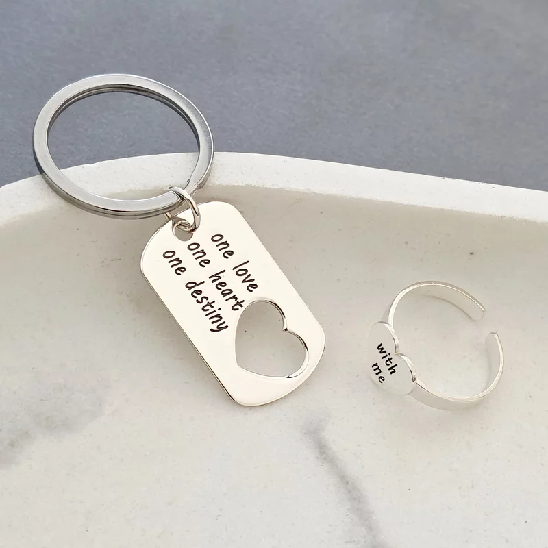 Set bijuterii cuplu - Breloc si Inel - Argint 925 picture - 2