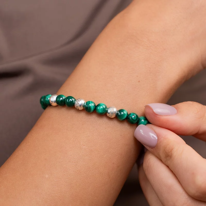 Set bratari Tranformare - Pietre Malachite & Bilute personalizate din Argint 925 - Snur elastic picture - 4