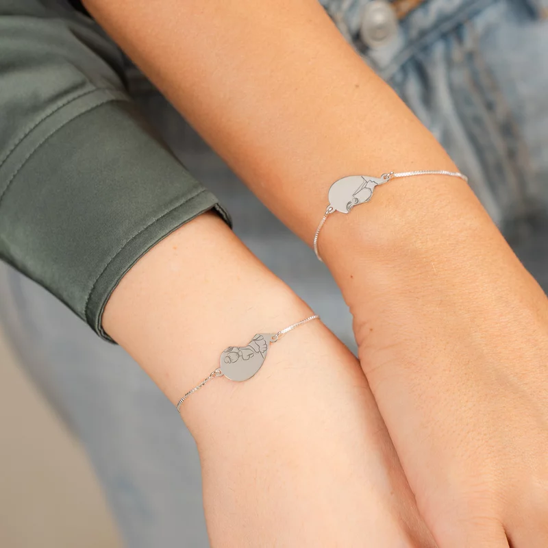 Set Cadou 2 bratari surori/prietene - Inima puzzle - Lantisor glisant ajustabil - Argint 925 picture - 2