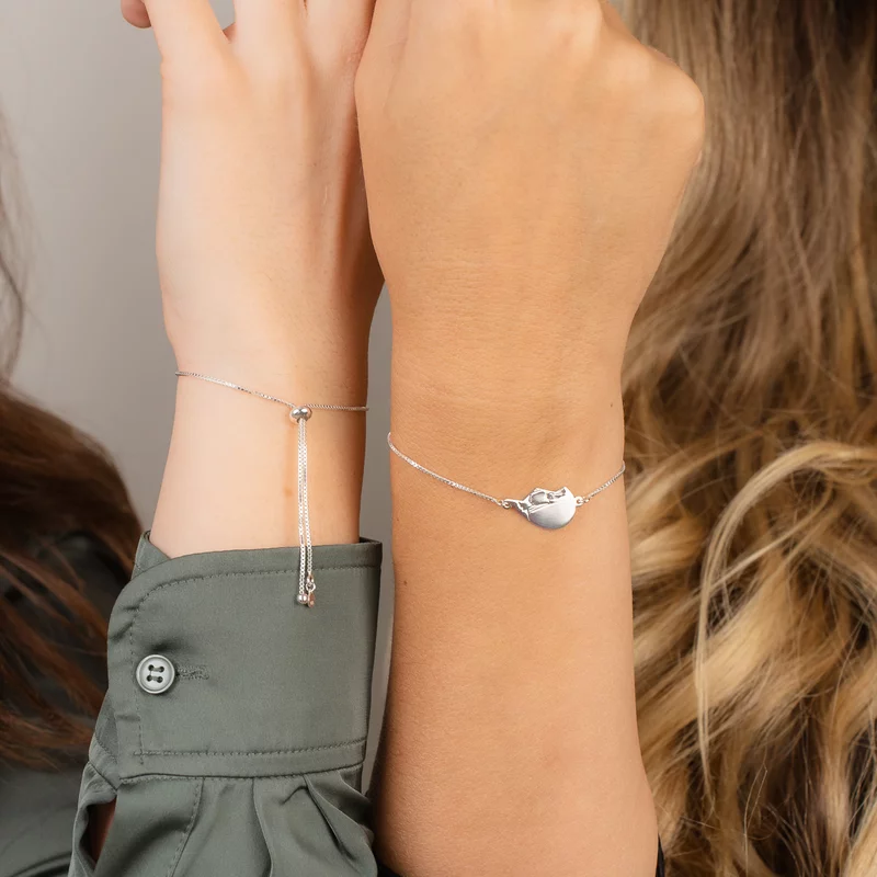 Set Cadou 2 bratari surori/prietene - Inima puzzle - Lantisor glisant ajustabil - Argint 925 picture - 4