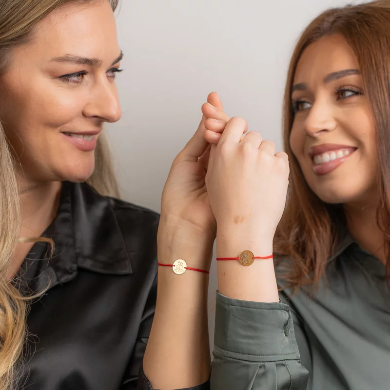 Set Cadou 2 bratari surori / prietene - Argint 925 placat cu Aur Galben 18K - Snur reglabil, diverse culori picture - 2