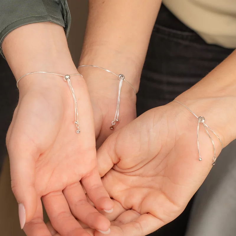 Set Cadou 3 bratari surori/prietene - Inima puzzle - Lantisor glisant ajustabil - Argint 925 picture - 4