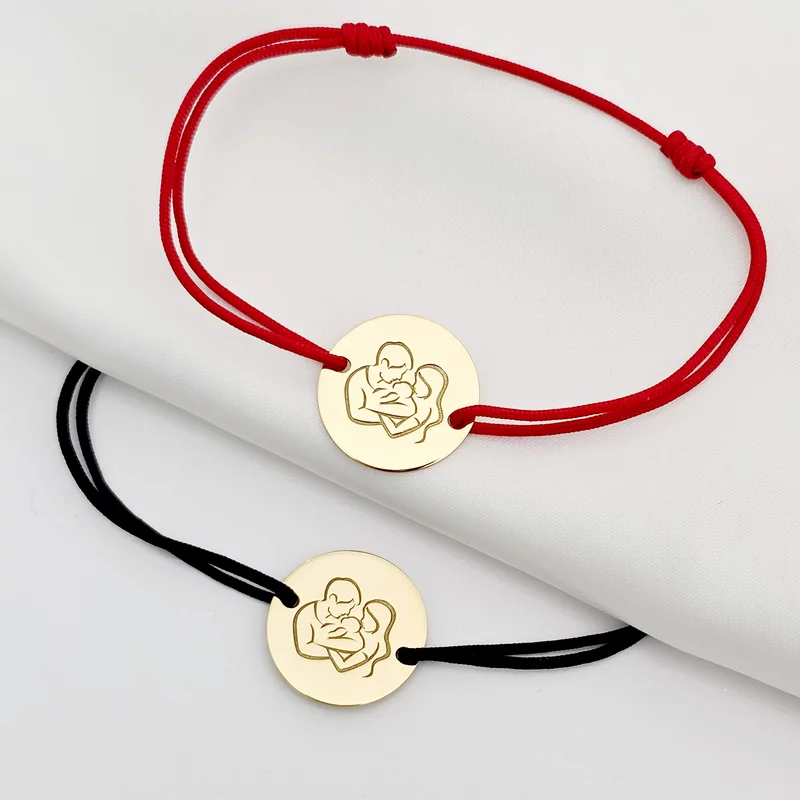 Set CADOU Parinti - Bratara banut personalizata - Proaspeti parinti - Argint 925 placat cu Aur Galben 18K, snur simplu picture - 3