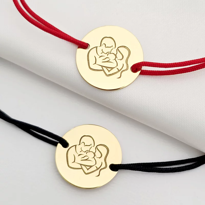 Set CADOU Parinti - Bratara banut personalizata - Proaspeti parinti - Argint 925 placat cu Aur Galben 18K, snur simplu picture - 4