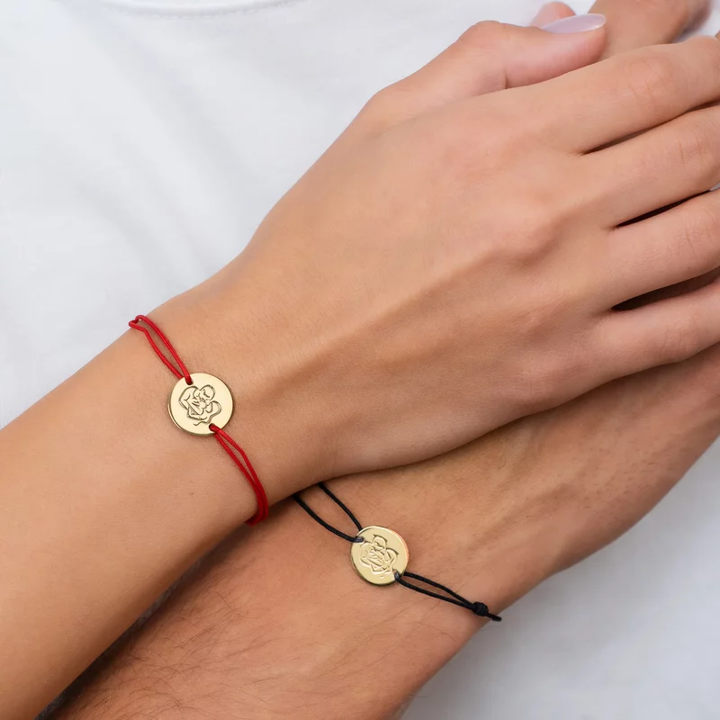 Set CADOU Parinti - Bratara banut personalizata - Proaspeti parinti - Argint 925 placat cu Aur Galben 18K, snur simplu picture - 2