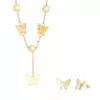 Set colier si cercei - Golden Butterflies - placat cu aur 18K