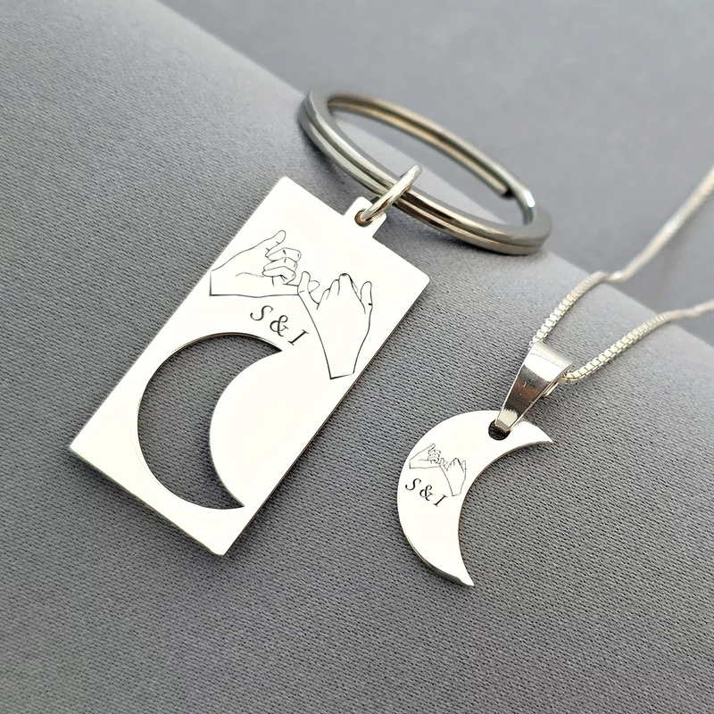 Set Cuplu - breloc si lantisor - Argint 925