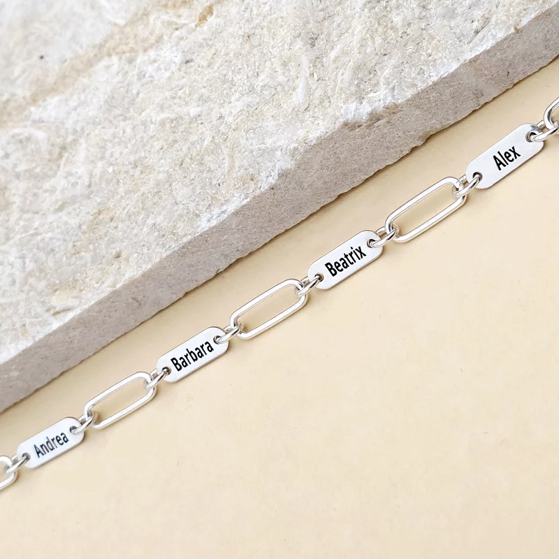 Set lantisor si bratara  TOTUL MEU -  4 placute personalizate si lant din zale mari - Argint 925 picture - 4