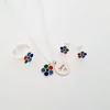 Set personalizat - Floare multicolora - Lantisor, cercei si inel - Argint 925