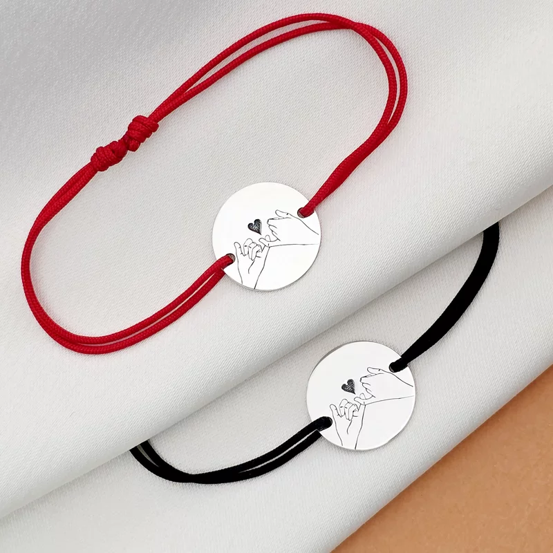 Set 2 bratari - Pinky Promise - Argint 925 - snur reglabil picture - 3