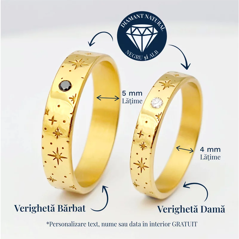 Verigheta Astralis - Argint placat cu Aur Galben 18K - Diamant natural picture - 3