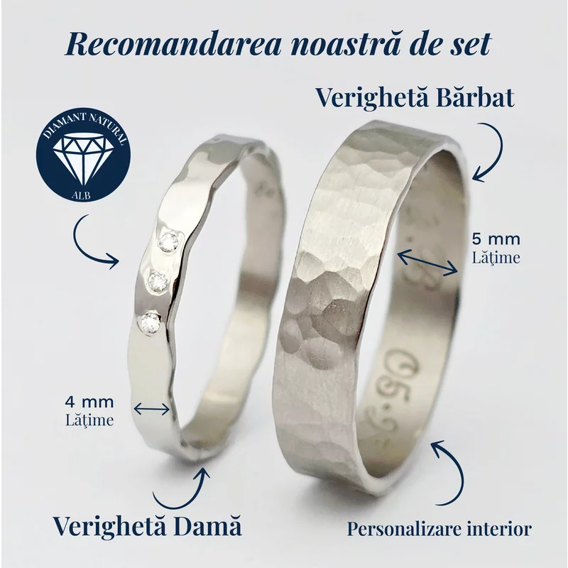 Verigheta Puterea iubirii dama - Design valuri - Argint Rodiat - Diamante naturale picture - 3