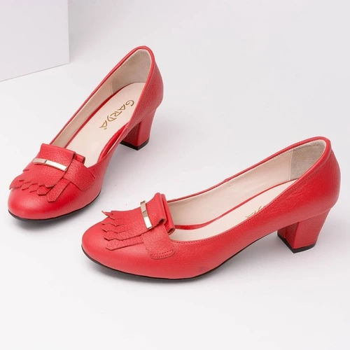 Pantofi rosii din piele naturala Theodora