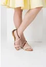 Sandale nude cu maro din piele naturala Ema