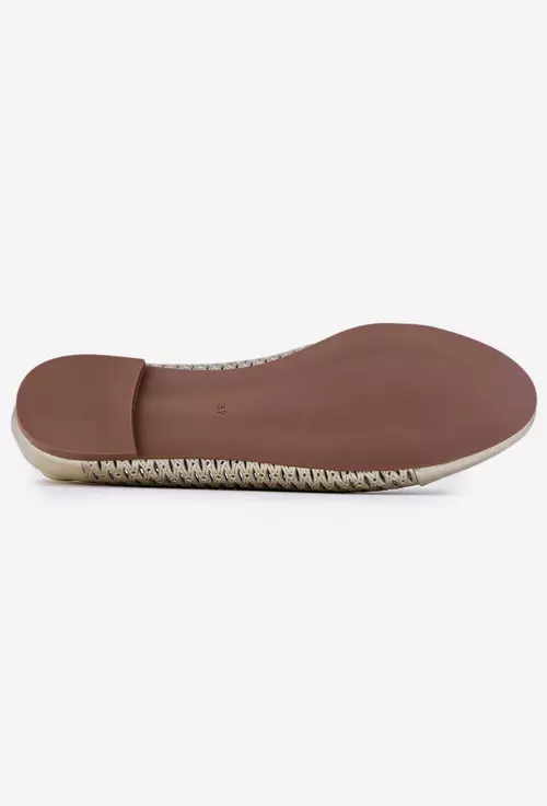 Balerini aurii din piele cu model perforat