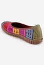 Balerini dama multicolori din piele cu model perforat
