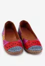 Balerini dama multicolori din piele cu model perforat