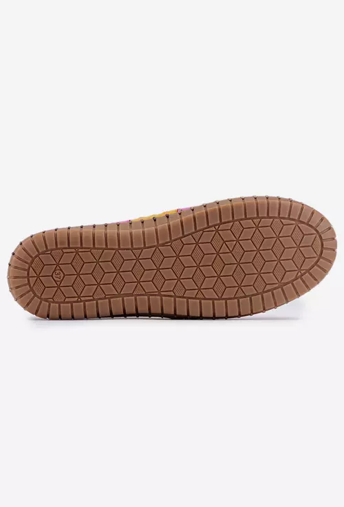 Balerini dama multicolori din piele cu model perforat